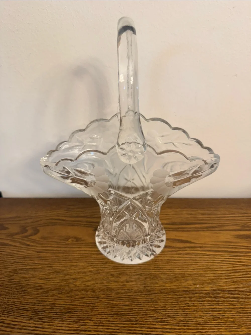 Vintage Princess House Crystal Heritage Romance Collection Handled Flower Basket